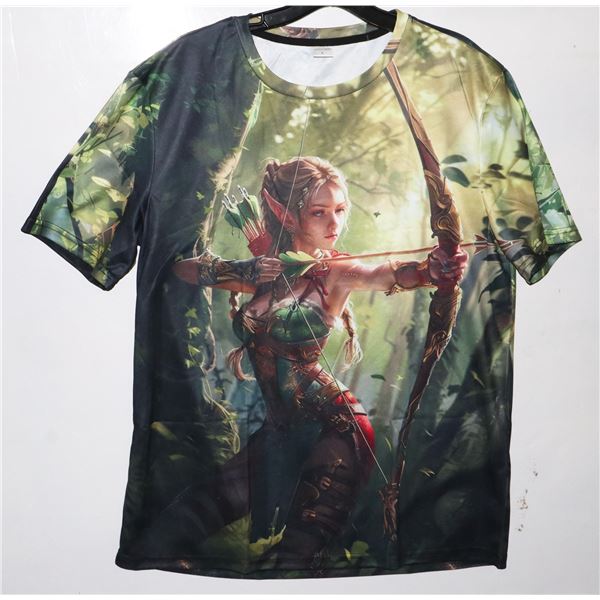 NEW SIZE LARGE MENS ELF ARCHER THEMED T-SHIRT