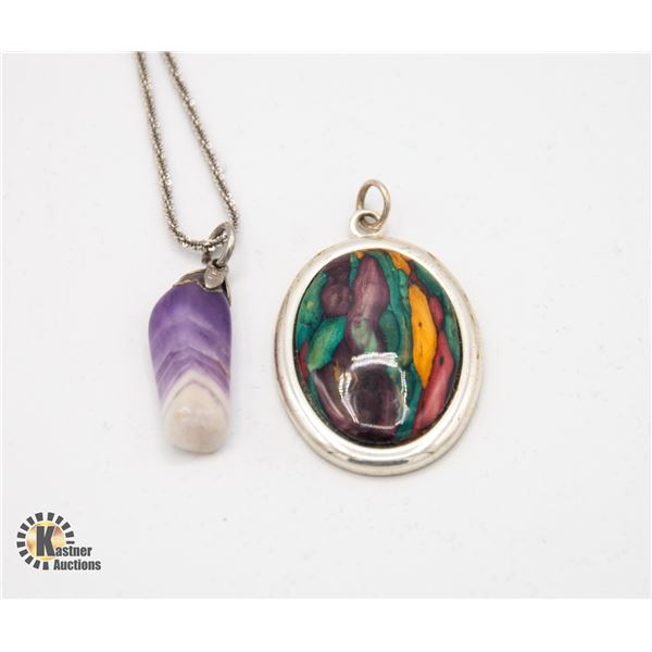 AMETHYST NECKLACE & COLORFUL PENDANT