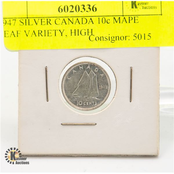 1947 SILVER CANADIAN DIME MAPLE LEAF VARIETY