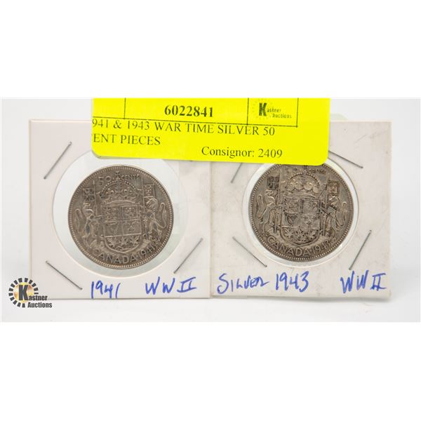1941 & 1943 SILVER 50 CENT PIECES