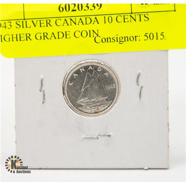 1943 SILVER CANADA 10 CENT COIN