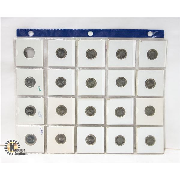 SHEET OF 20 X 10-CENT PIECES (DIMES)