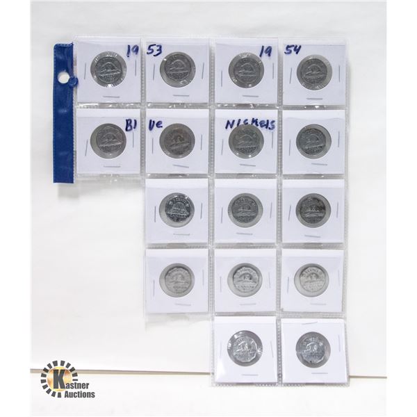 16 1953-54 12-SIDED BLUE NICKELS