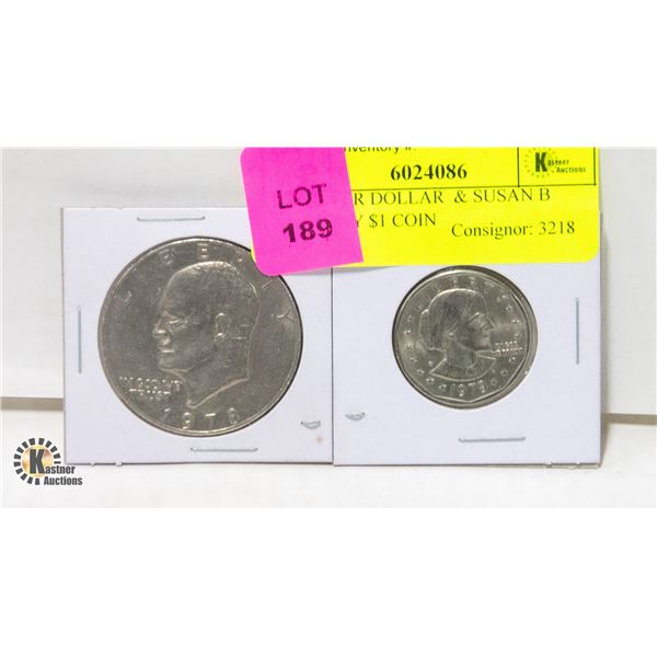 US SILVER DOLLAR  & SUSAN B ANTHONY $1 COIN