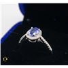 Image 2 : #855-0.85 CT OVAL TANZANITE SET IN CENTER OF