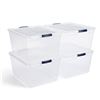 Image 1 : 4 NEW RUBBERMAID CLEVERSTORE CLEAR 71QT TOTES