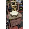Image 1 : VINTAGE WASH STAND + ENAMEL BOWL H-49.5" W-15.75"