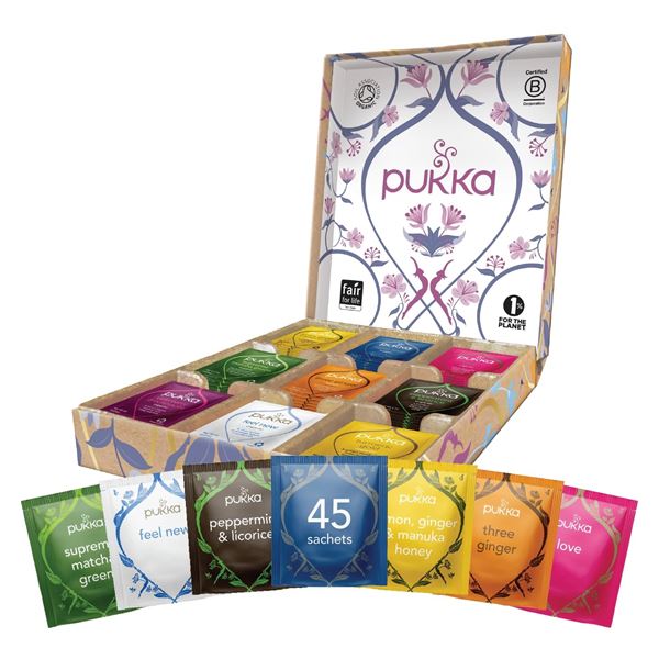 NEW 45 TEA BAGS PUKKA TEA VARIETY BOX