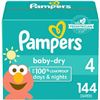 Image 1 : NEW PAMPERS BABY DRY SIZE 4 DIAPERS 144 COUNT