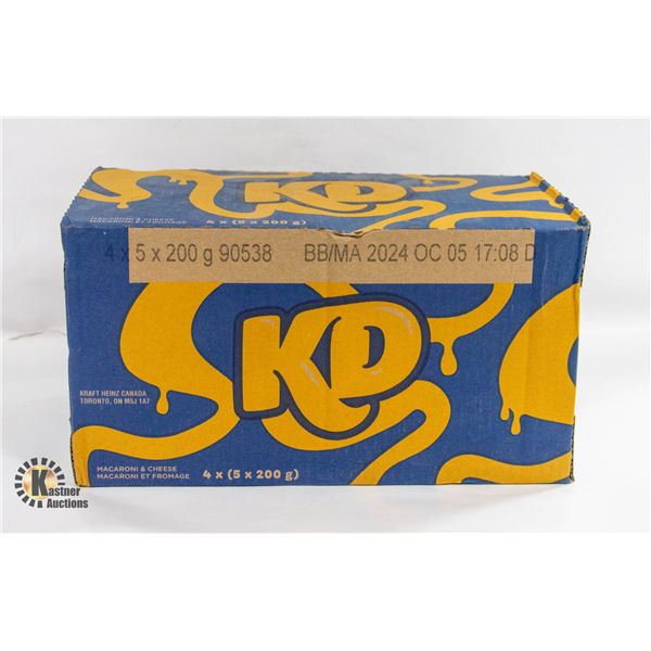 NEW CASE WITH 20 BOXES OF KD MACARONI & CHEESE