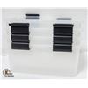 Image 1 : LOT OF 4 NEW SMALL STACKABLE BINS - NO LIDS