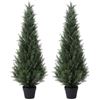 Image 1 : NEW PAIR OF 4FT ARTIFICIAL CEDAR TOPIARY TREES