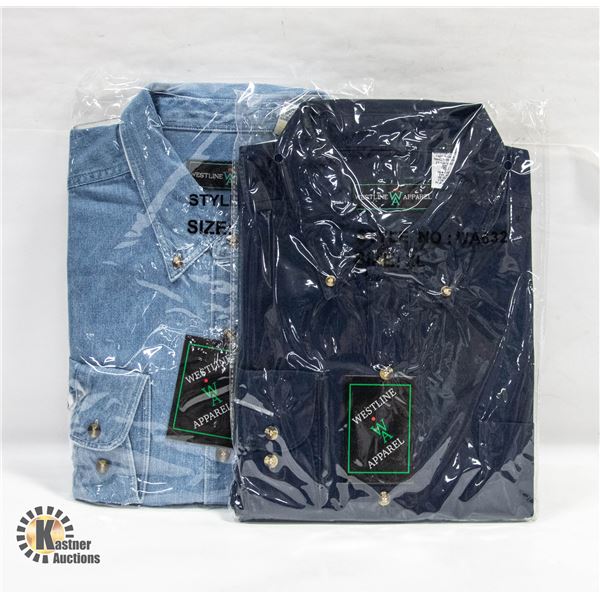 NEW MEN'S SHIRTS 1 DENIM 1 NAVY SIZE XL