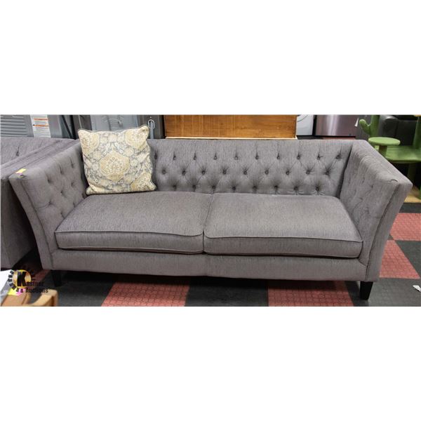 ESTATE FABRIC SOFA GREY UPHOLSTRY W/ACCENT PILLOW