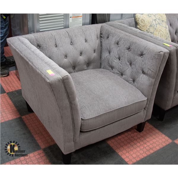 ESTATE FABRIC ACCENT CHAIR GREY UPHOLSTERY