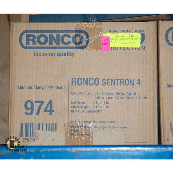 NEW BOX RONCO #974 MEDIUM 10 X 100PKS BLACK
