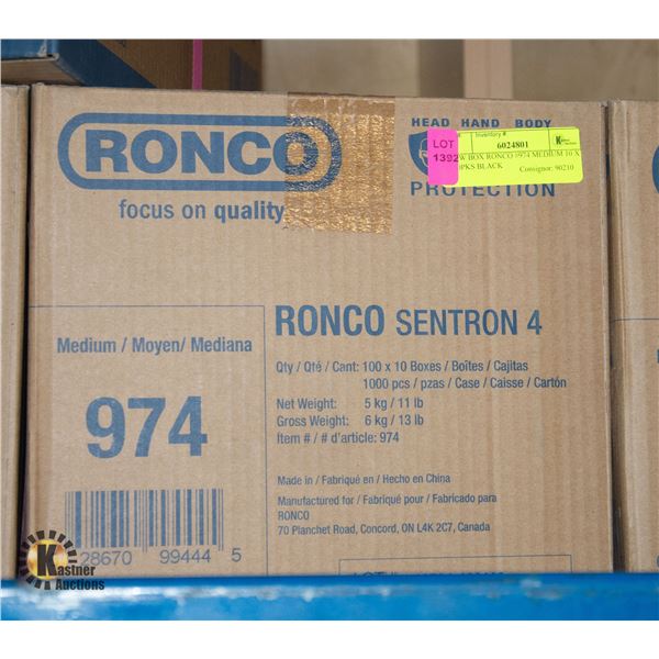 NEW BOX RONCO #974 MEDIUM 10 X 100PKS BLACK