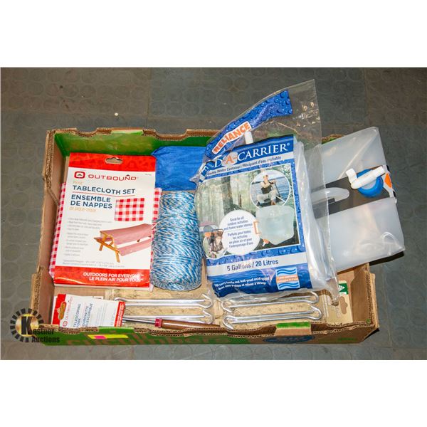 LARGE FLAT OF NEW CAMPING ITEMS