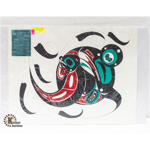 SILK SCREEN INDIGINEOUS ARTWORK BY DANNY DENNIS
