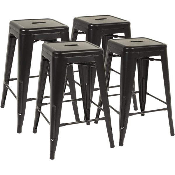 SET OF 4 NEW METAL STACKABLE BAR STOOLS
