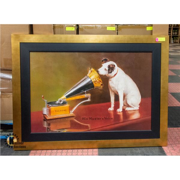"HIS MASTER'S VOICE" VICTOR WALL HANGING 33" X 45"