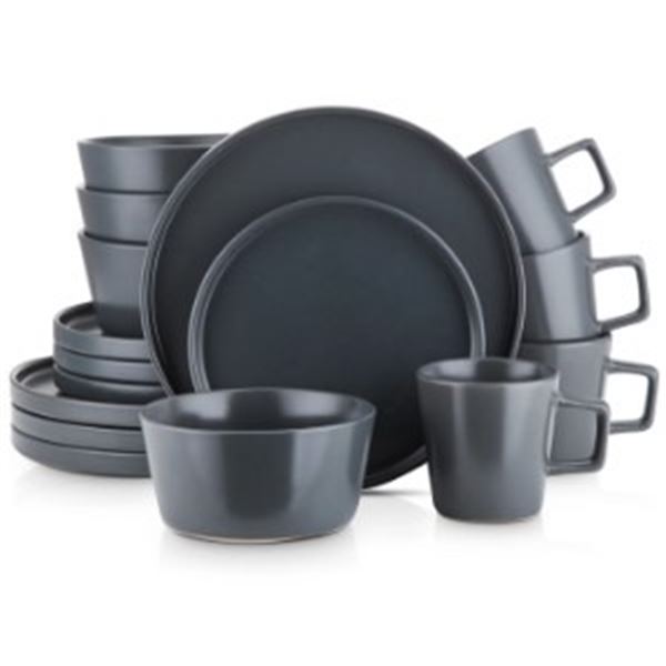 NEW STONE AND LAIN 16PCS STONEWARE SET MATT GREY