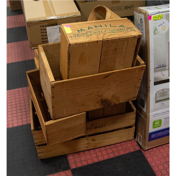 VINTAGE WOOD FRUIT BASKETS (7 TOTAL)