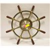 Image 1 : BRASS & WOOD SHIP WHEEL CLOCK D-24.5"