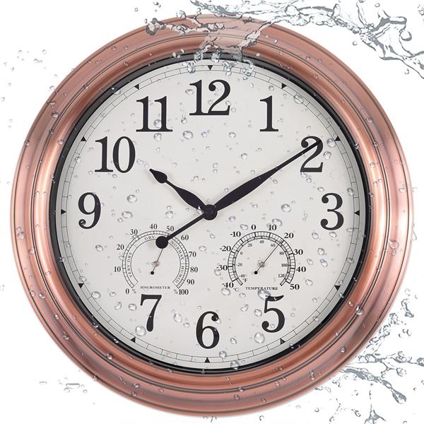 NEW VIGORWISE 16" OUTDOOR WALL CLOCK RED BRONZE