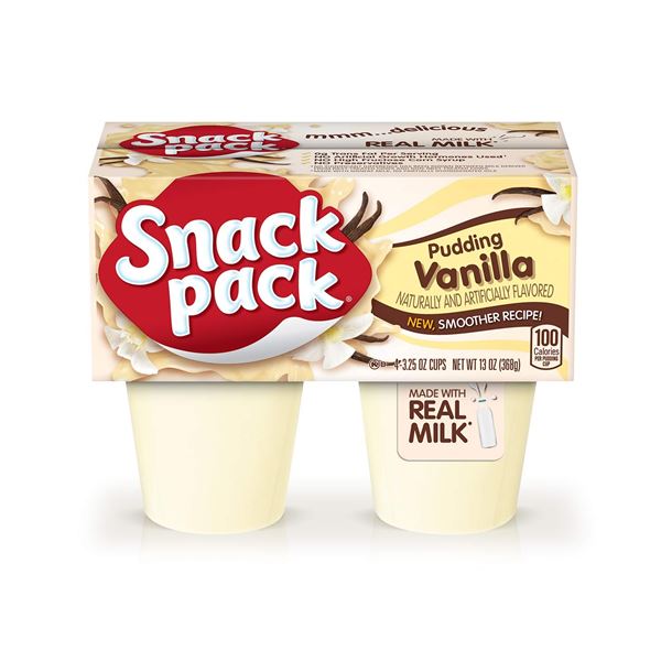 NEW CASE WITH 48 SNACK PACK VANILLA PUDDING CUPS