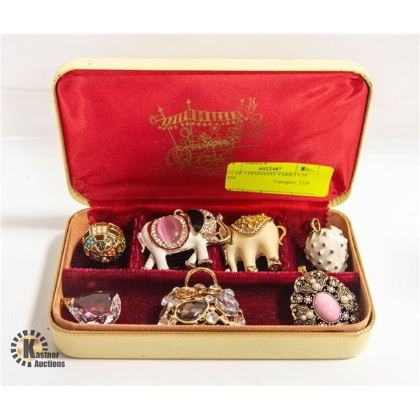 LOT OF 7 PENDANTS VARIETY IN CASE