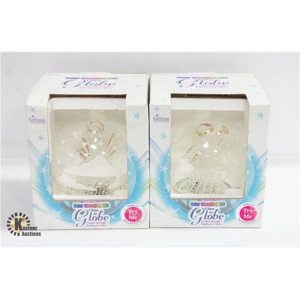 NEW IN BOX 2 GERSON GLASS GLOBE COLOR