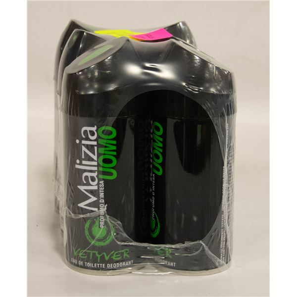6PACK NEW MALIZIA UOMO EAU DE TOILETTE DEODORANT