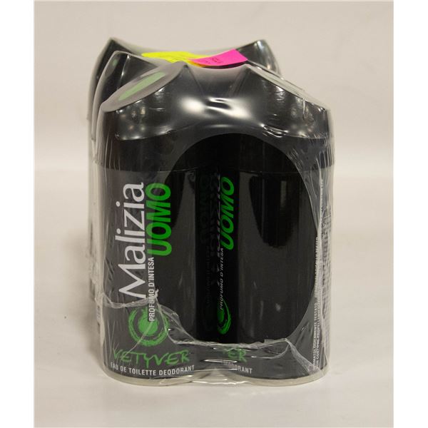 6PACK NEW MALIZIA UOMO EAU DE TOILETTE DEODORANT