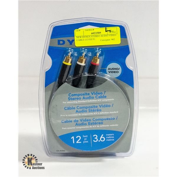 NEW DYNEX STEREO AUDIO VIDEO CABLE (12 FEET)
