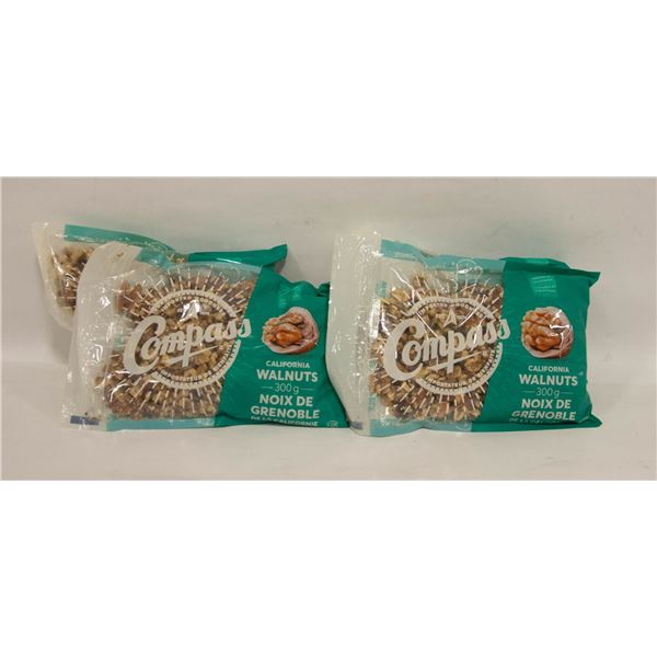 4 CALIFORNIA WALNUT PACKS 300 GRAM BAGS BB 6/24