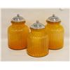 Image 1 : A SET OF THREE AMBER COLOR JARS WITH SILVER COLOR