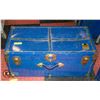 Image 1 : VINTAGE BLUE STEEL STEAMER TRUNK, DUAL