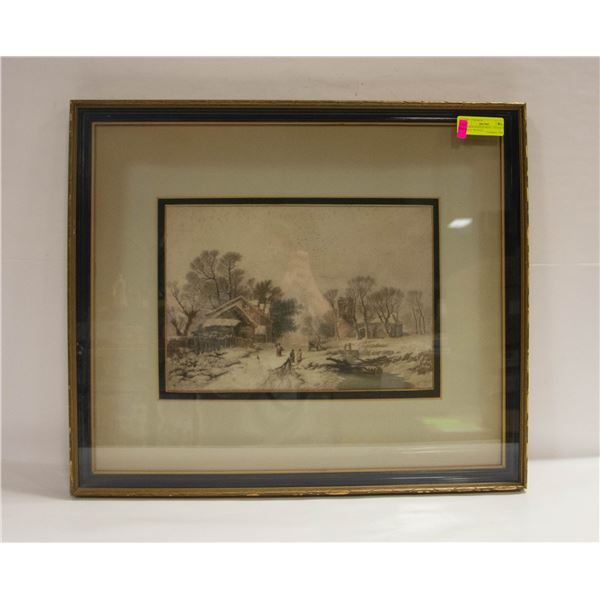 FRAMED BAXTER PRINT, TITLED ON VERSO "WINTER"