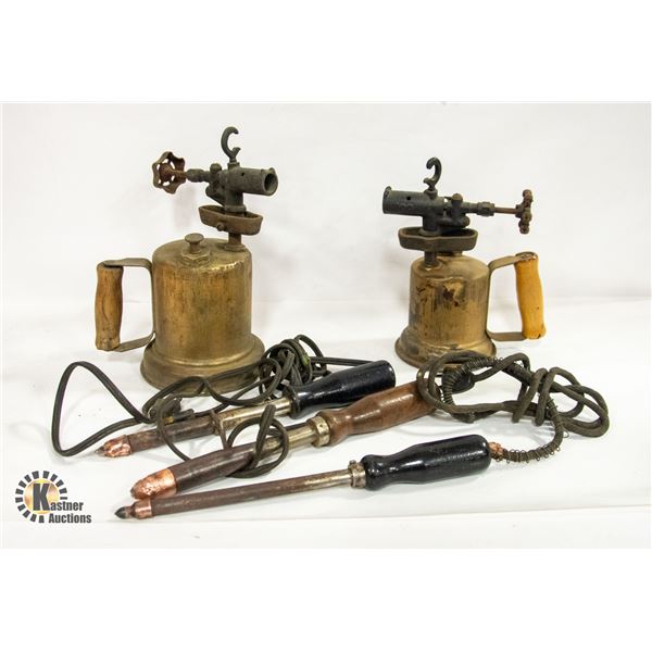 2 BLOW TORCHES 3 SOLDERING IRONS