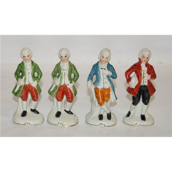4 OLD COLONIAL/VICTORIAN PORCELAIN FIGURINES