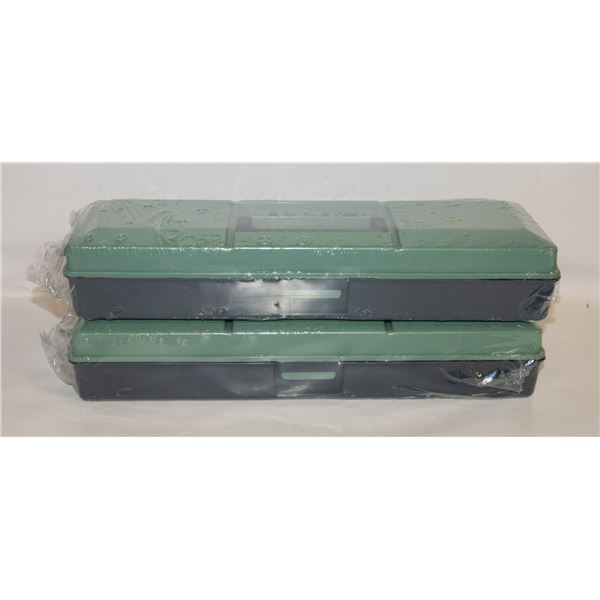 TWO FISHING TACKLE BOXES WITH FISHING REELS INSIDE