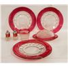 Image 1 : 8 PIECES KINDS CROWN RUBY FLASH DEPRESSION GLASS