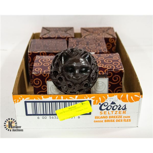 CASE OF CAT ORNAMENTS