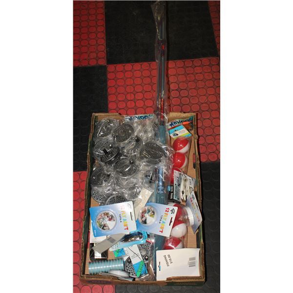 FLAT OF FISHING ITEMS REELS, ROD, LURES AND MORE