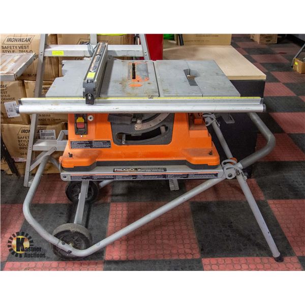 RIDGID TABLESAW WITH WORK HAULER 2 WHEEL STAND