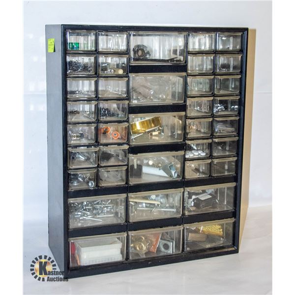 40 PC WALLMOUNT BOLT BIN WITH CONTENTS