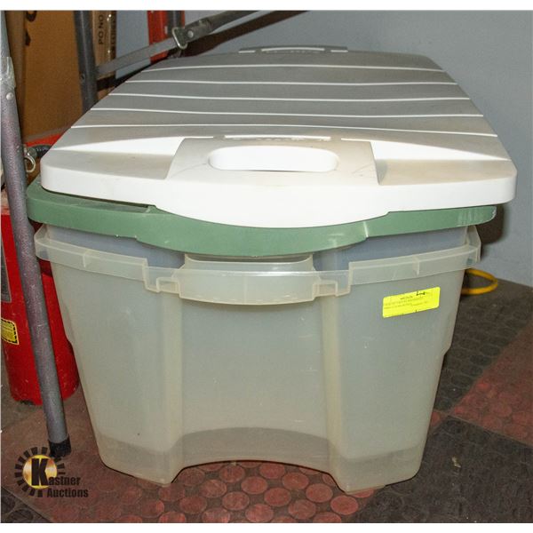 STACK OF TWO RUBBERMAID JUMBO CLEAR BOXES