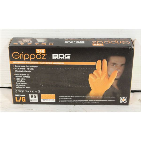 GRIPPAZ BDG DISPOSABLE GLOVES SIZE L/G 50 PIECES