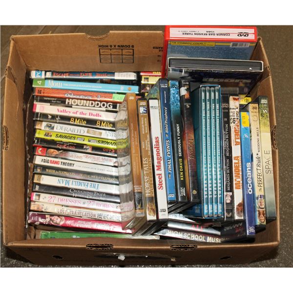BOX OF 50 ASSORTED DVDS